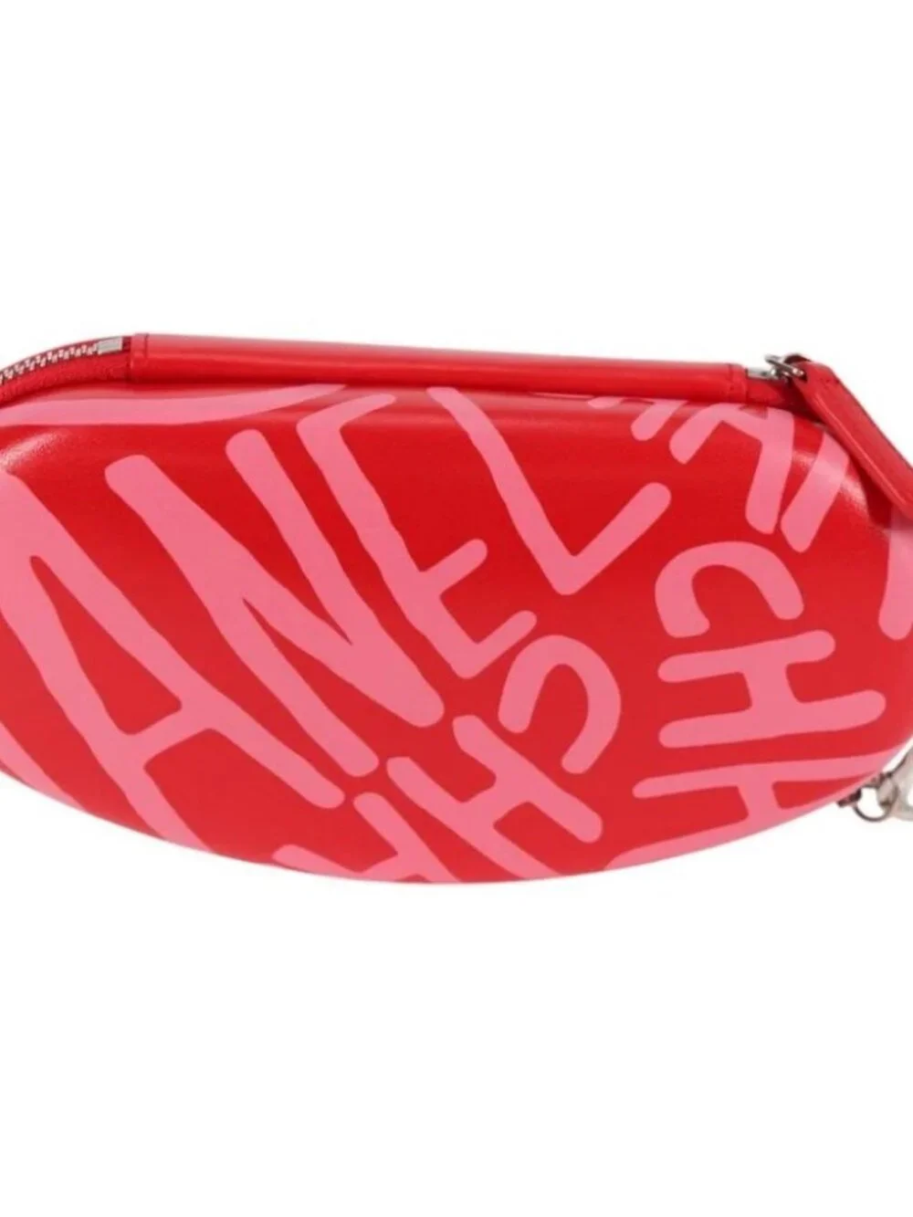 CHANEL Chain Glasses Sunglasses Case Glasses Case Leather Red CC Auth bs24979SAM